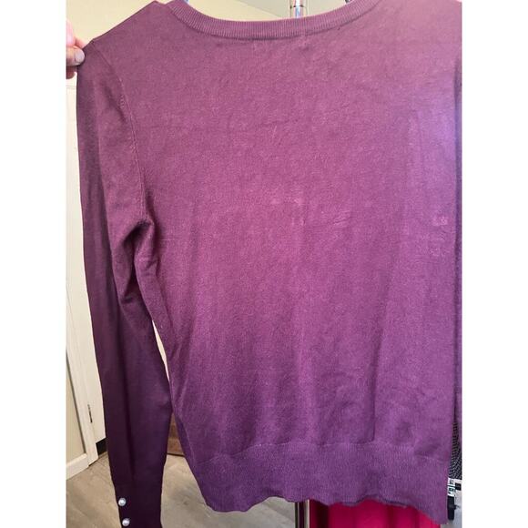 Basement Basic Pearl Detail Burgundy Cardigan S - Picture 4 of 4